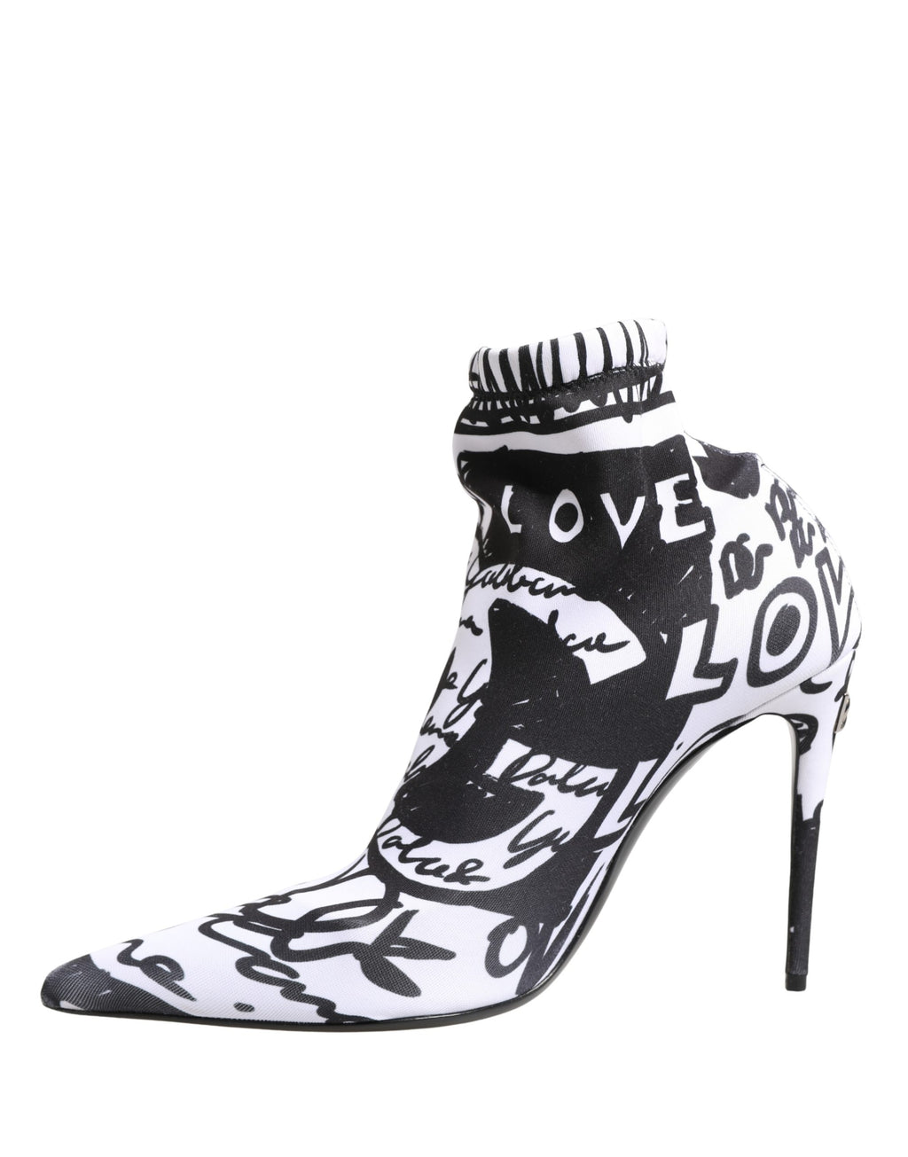 Bottines blanches Dolce & Gabbana Graffiti stretch à la cheville avec motif graffiti artistique visible.
