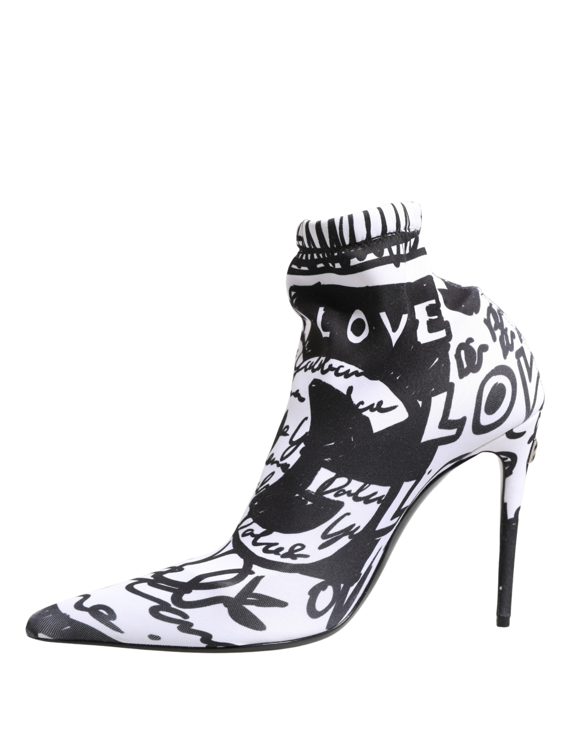 Bottines blanches Dolce & Gabbana Graffiti stretch à la cheville avec motif graffiti artistique visible.