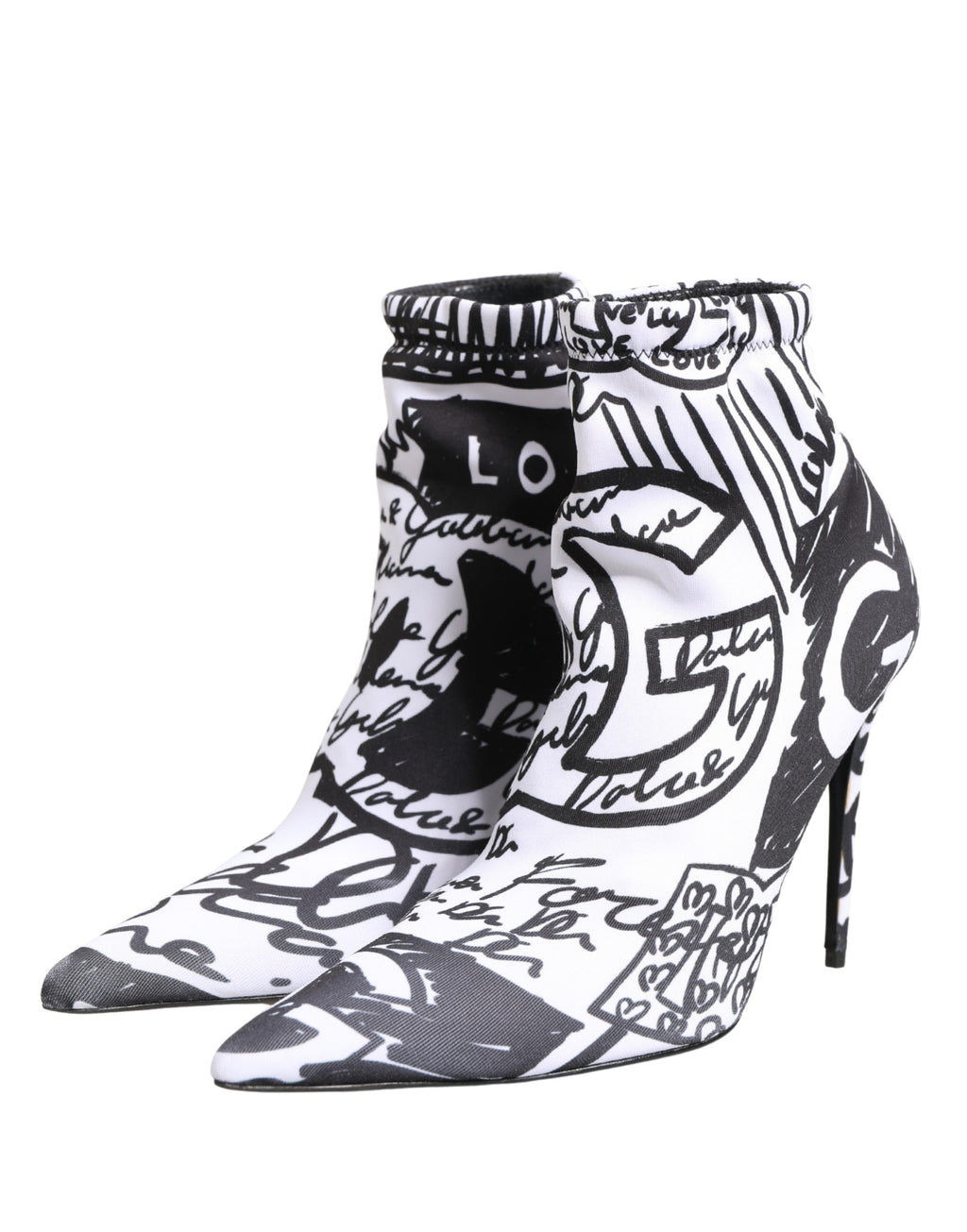 Bottes ankle en caoutchouc blanc Dolce & Gabbana avec motif graffiti, chaussures élégantes et tendance.
