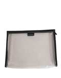 Pochette transparente en PVC de Dolce & Gabbana avec plaque logo de marque, sac à main élégant et moderne.