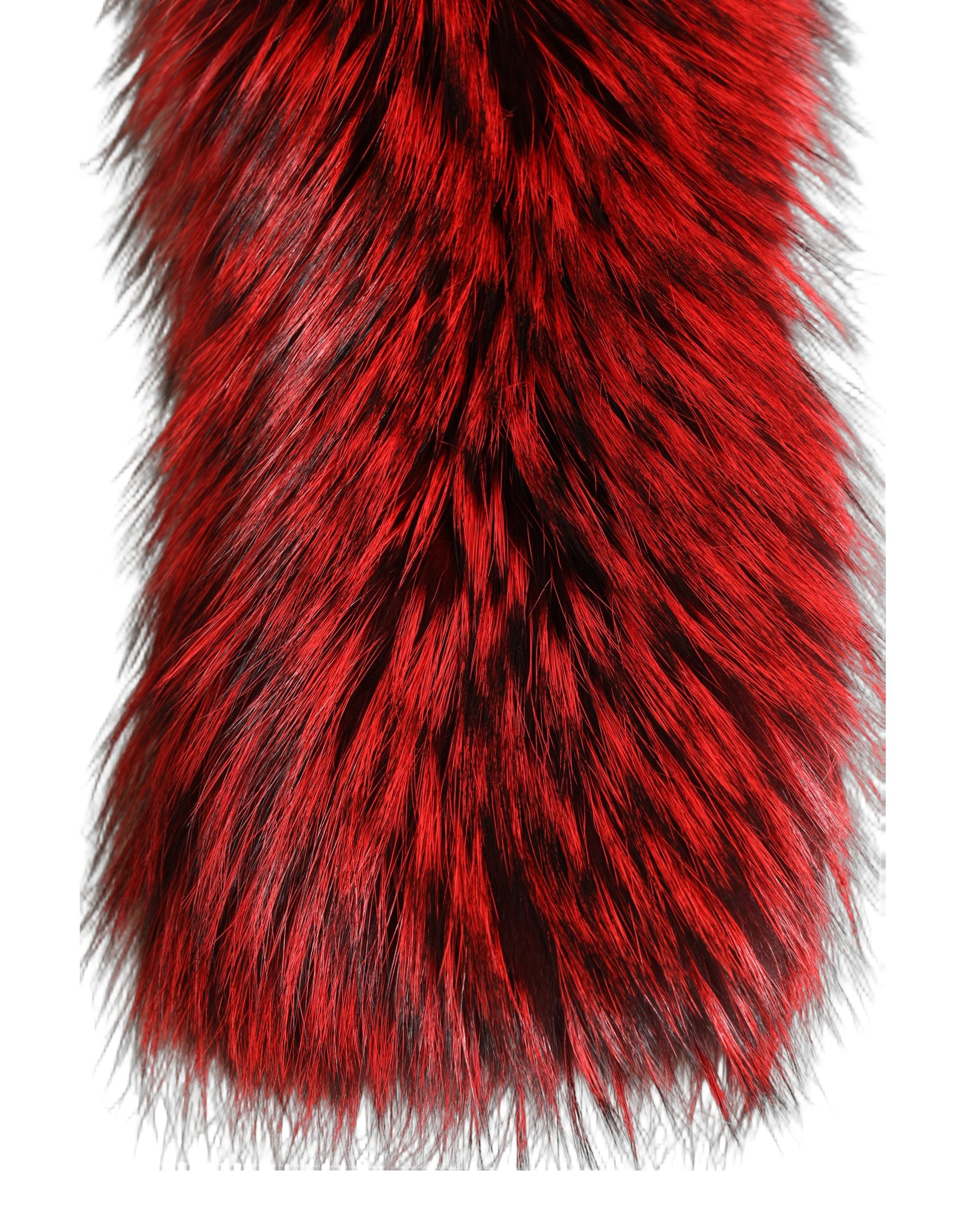 Dolce & Gabbana Red Fox Fur Neck Wrap Warmer Winter Scarf