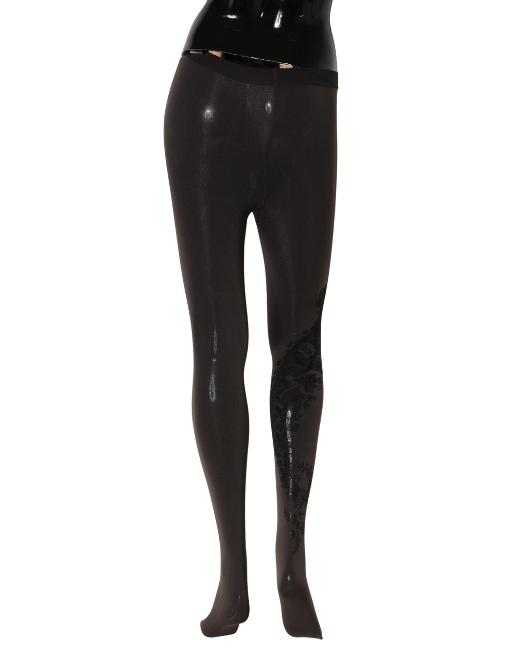 Collants noirs en nylon Dolce & Gabbana, chaussettes pour femmes, portant une silhouette élégante et sophistiquée.
