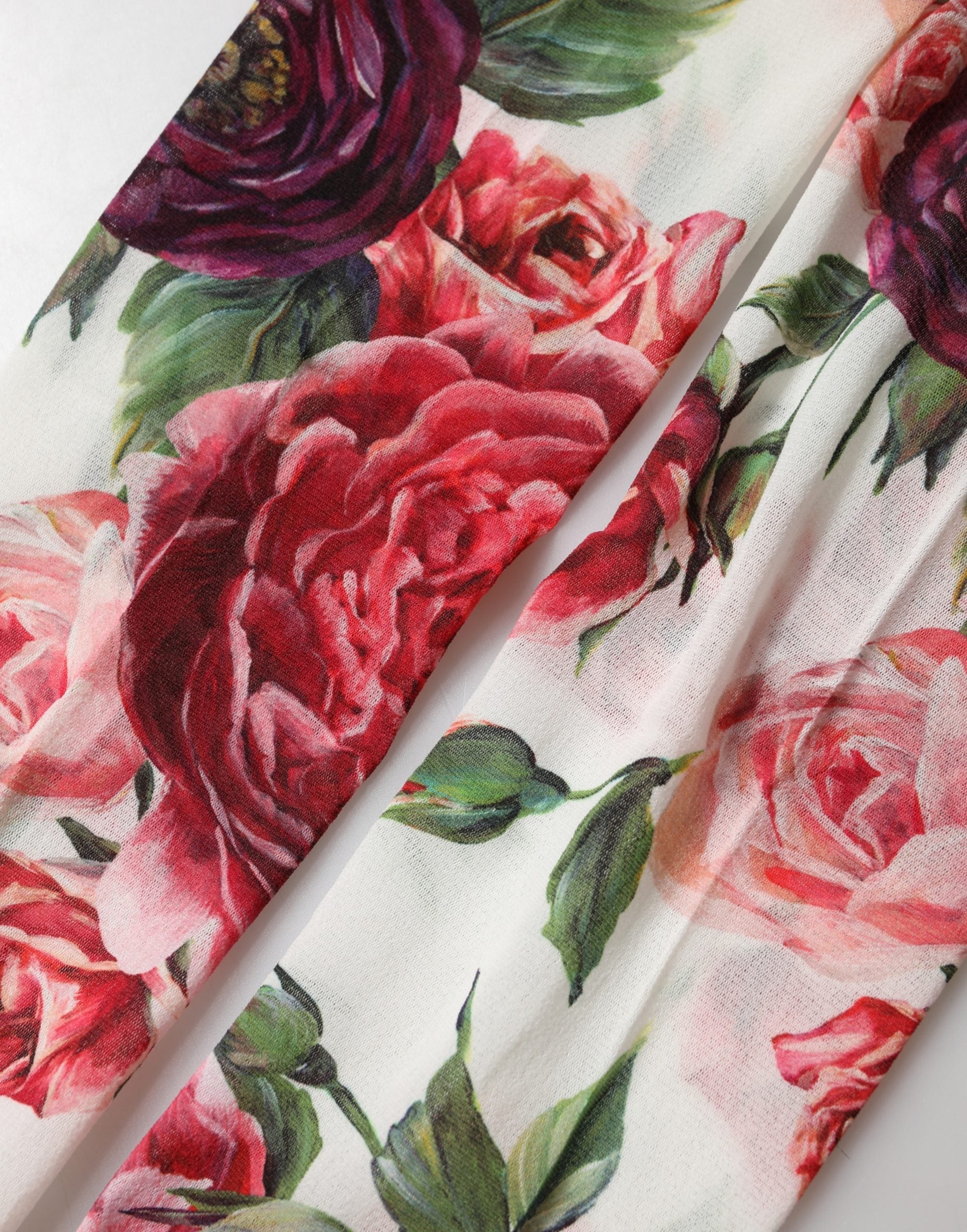 Chaussettes en nylon blanc Dolce & Gabbana avec motif floral, collants élégants pour femmes.