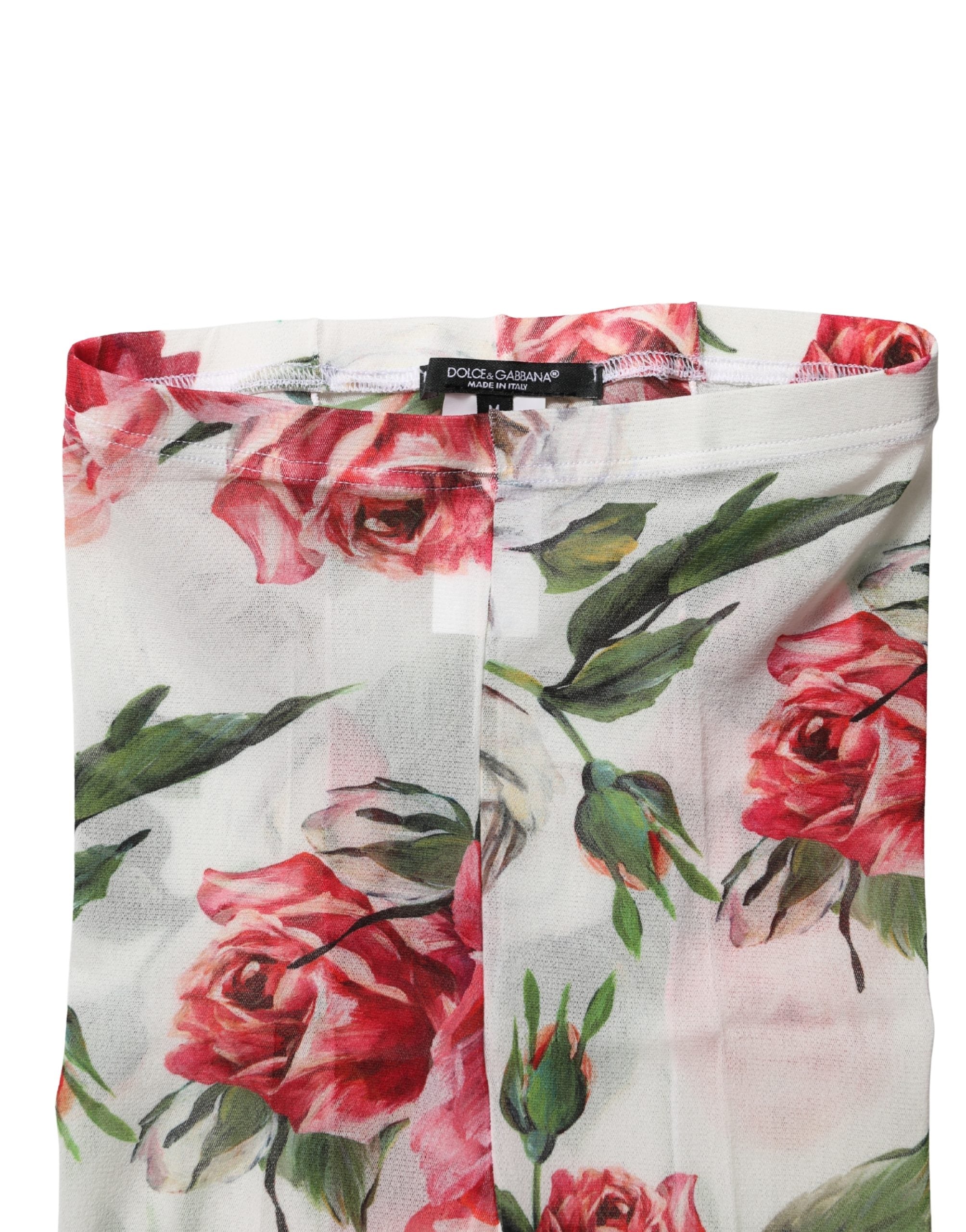 Collants en nylon blanc avec imprimé floral de Dolce & Gabbana, chaussettes élégantes pour femmes.