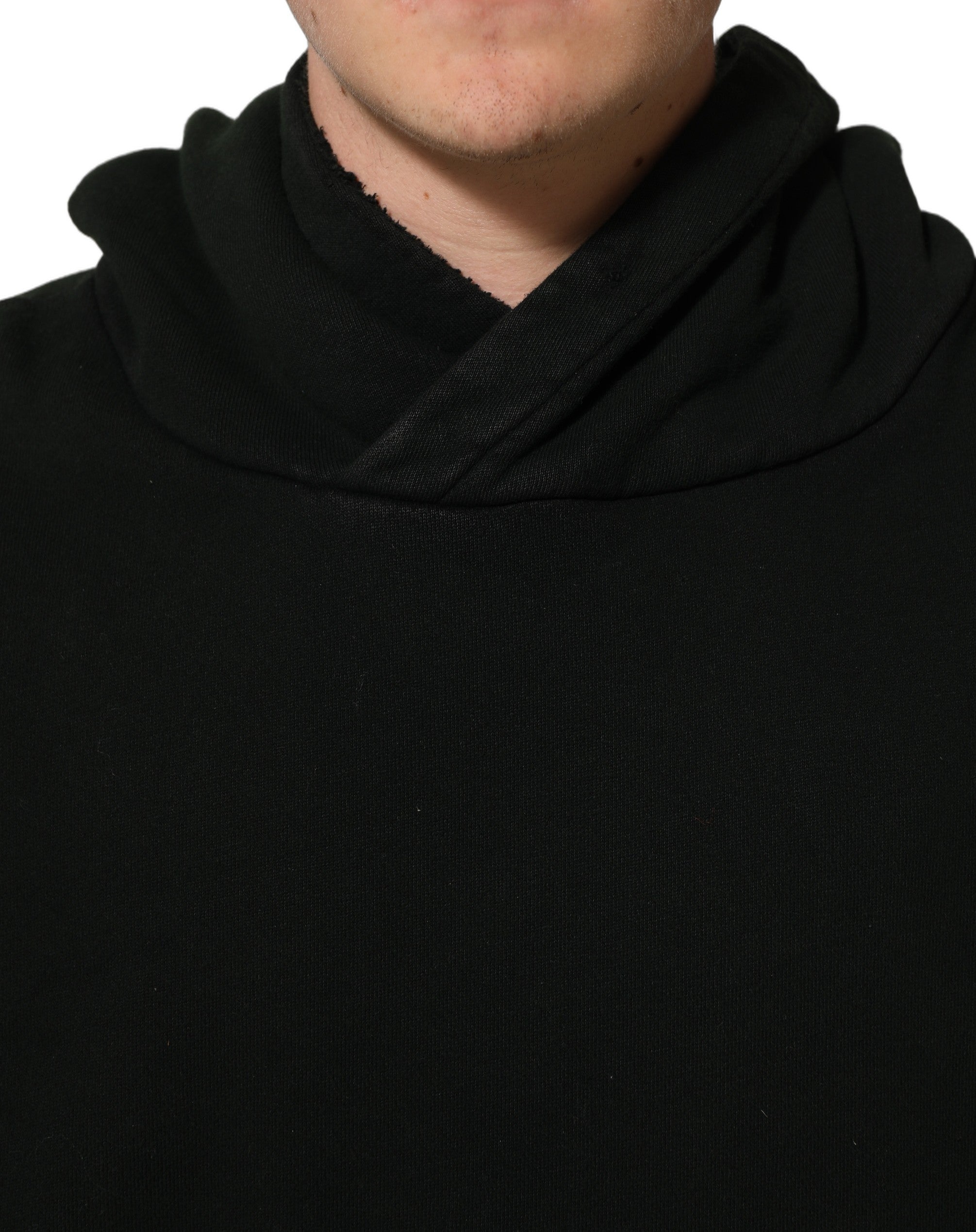 Sweat-shirt à capuche noir en coton pour homme de Dolce & Gabbana, pull décontracté avec logo subtil à l'avant.