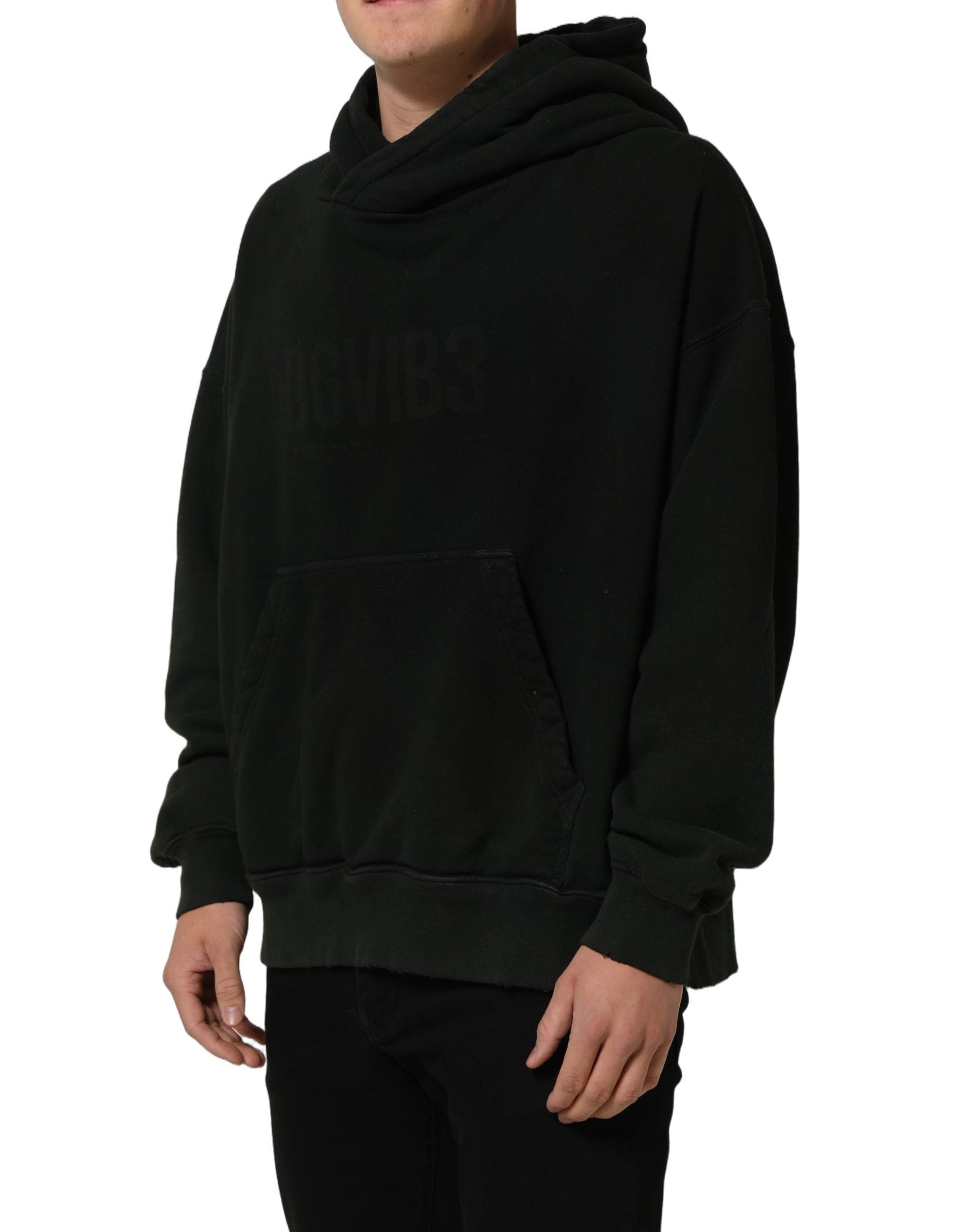 Sweat à capuche noir Dolce & Gabbana DGVIB3 pour homme, sweat-shirt en coton avec logo visible.