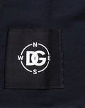 Sweat-shirt en coton bleu foncé avec logo Dolce & Gabbana, pull décontracté pour homme.