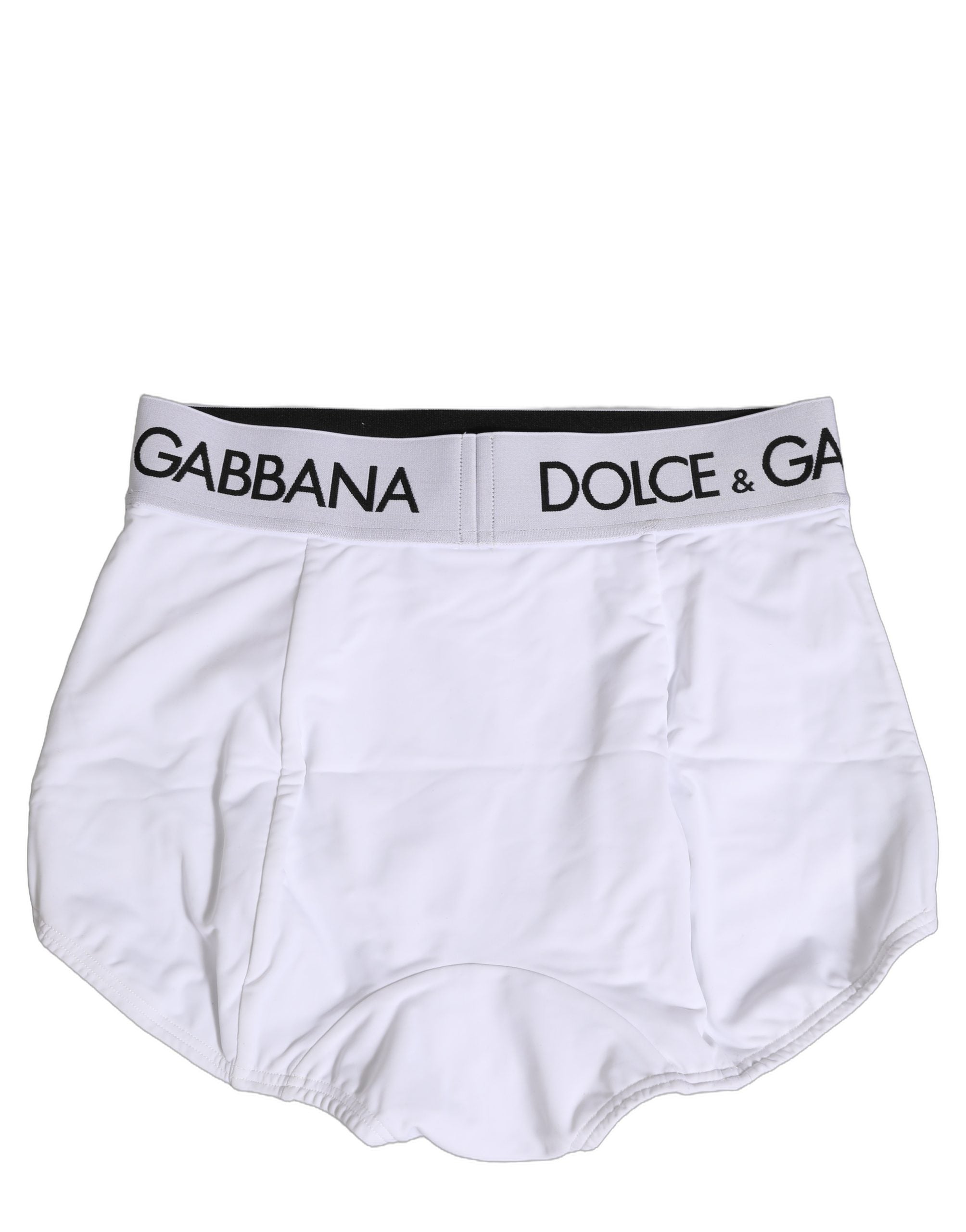 Culotte Dolce & Gabbana blanche avec bandeau logo, confortables et élégantes, en coton avec détail de logo sur la taille.