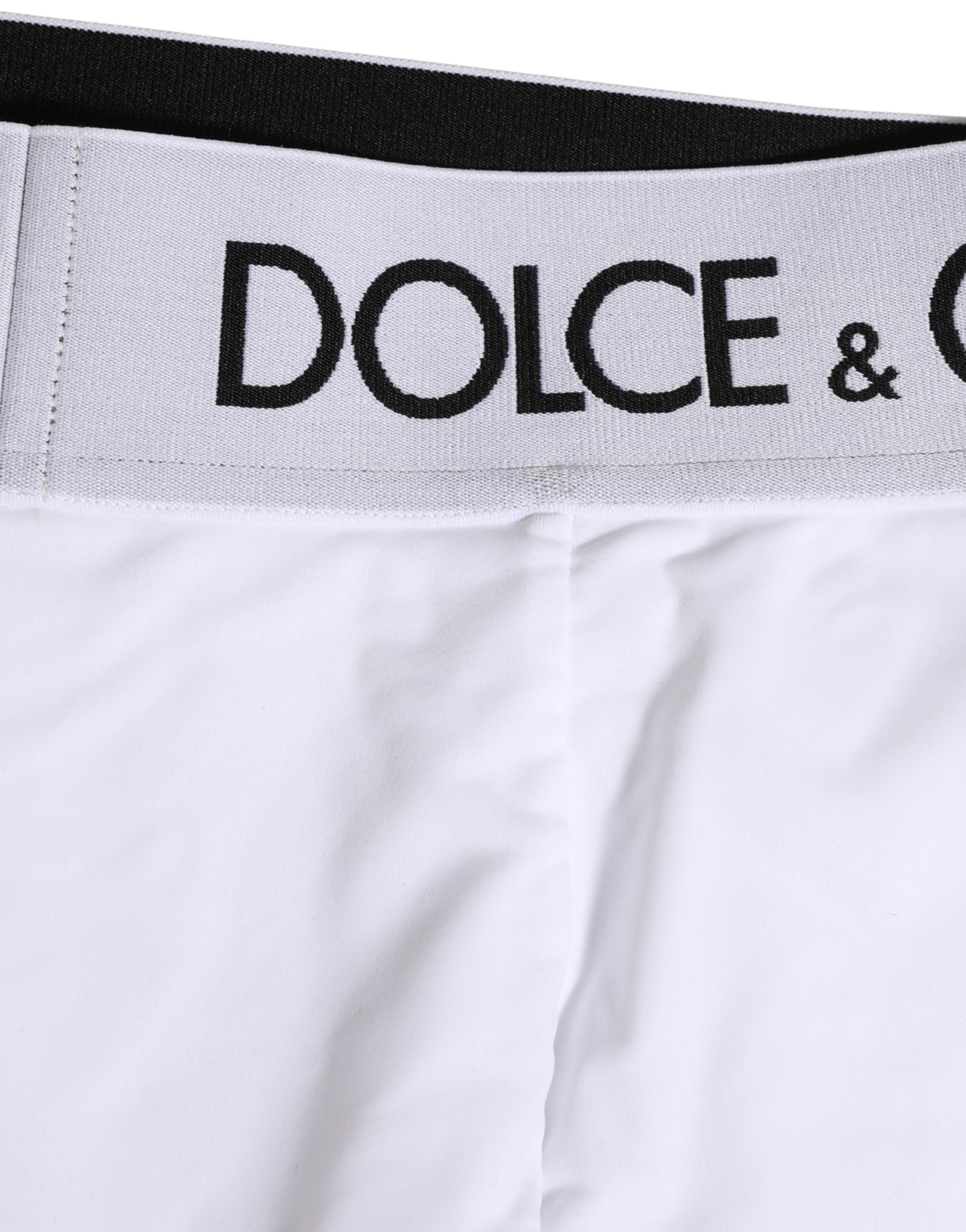 Culotte Dolce & Gabbana blanche avec ceinture logo, sous-vêtements féminins élégants et confortables.