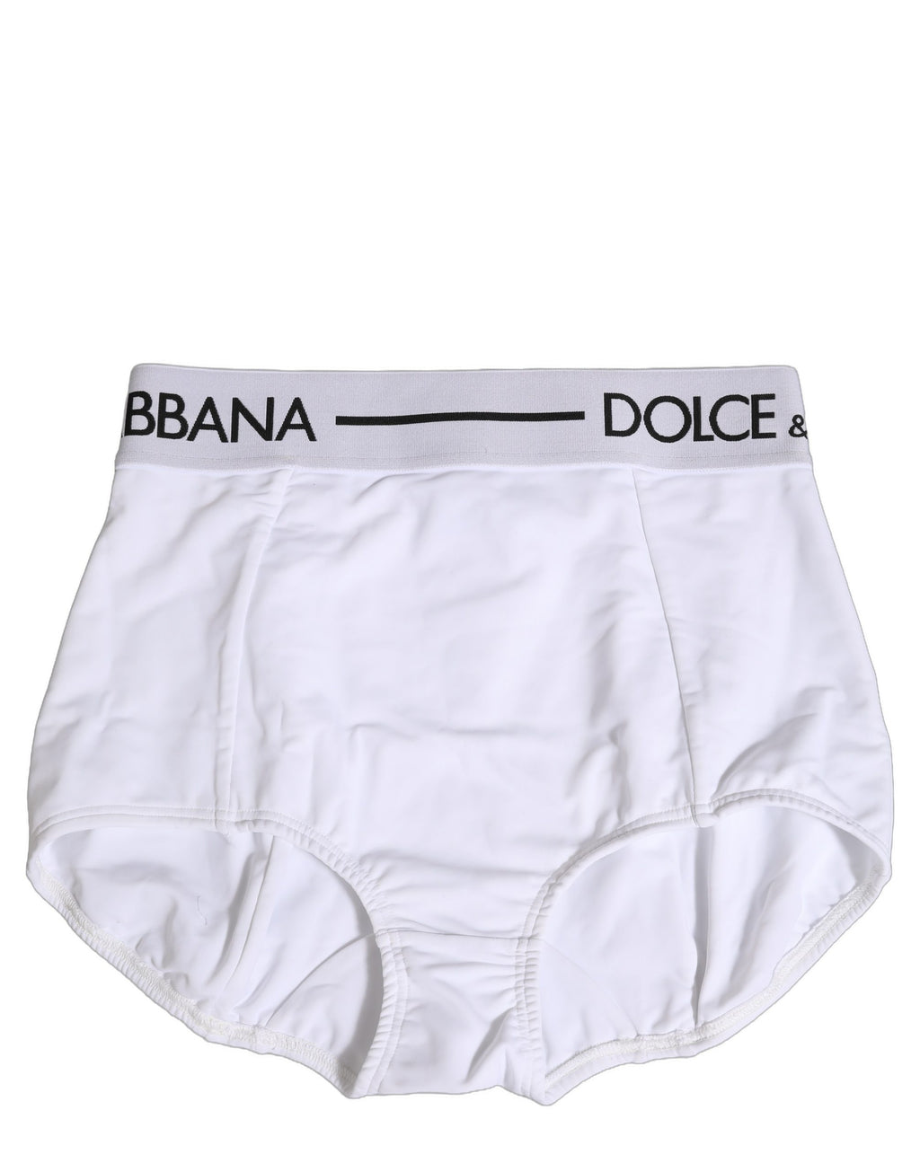 Culotte Dolce & Gabbana blanche avec logo sur la ceinture, sous-vêtements féminins élégants et confortables.