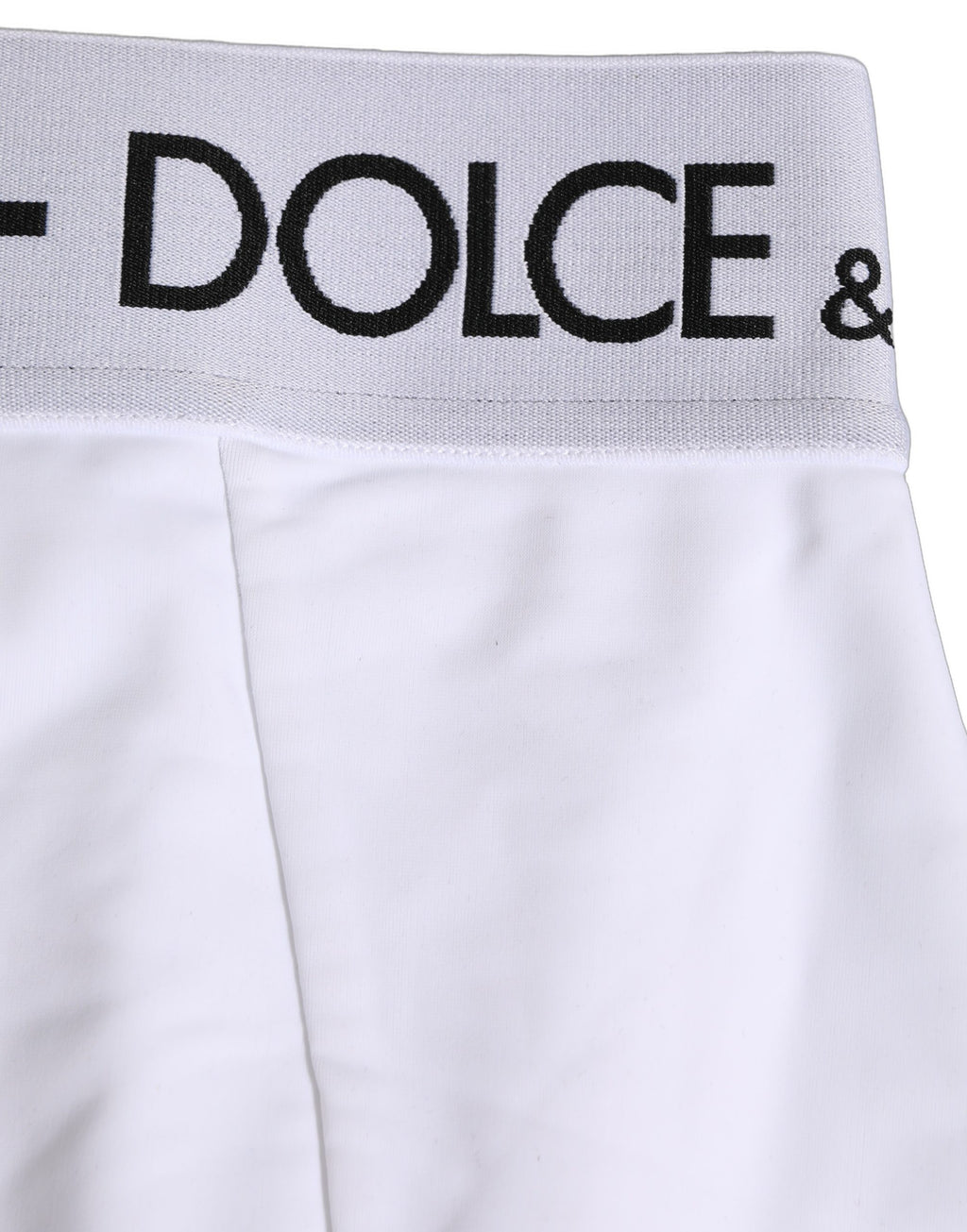 Culotte Dolce & Gabbana blanche avec logo, ceinture large, sous-vêtements élégants et confortables, en coton doux.