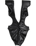 Maillot de bain une pièce noir Dolce & Gabbana à décolleté en V profond et découpes élégantes.