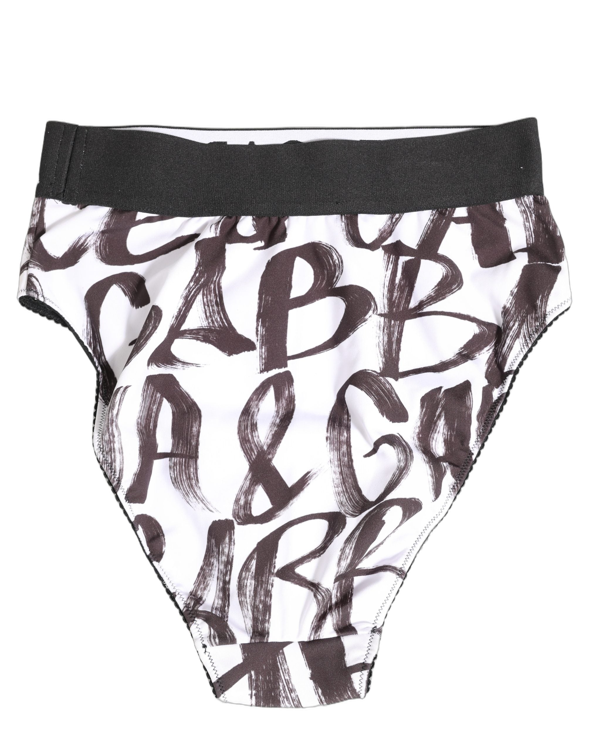 Sous-vêtements Dolce & Gabbana, culotte haute blanche et noire avec logo graphique, en coton confortable.