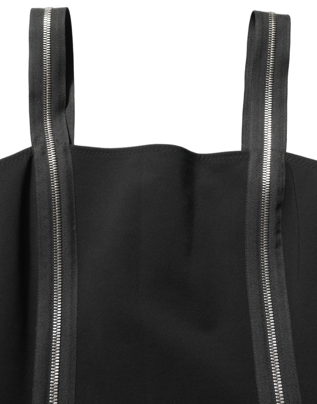 Robe midi sans manches Dolce & Gabbana noire avec fermeture éclair frontale, style élégant et moderne.