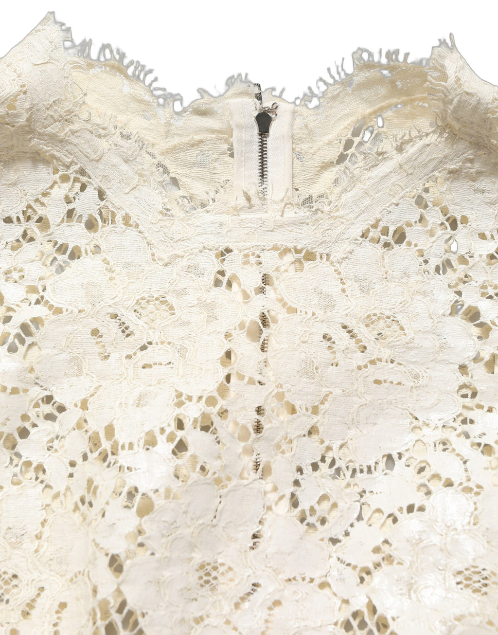 Robe midi sans manches en coton blanc avec dentelle à cordon de Dolce & Gabbana, style élégant et sophistiqué.