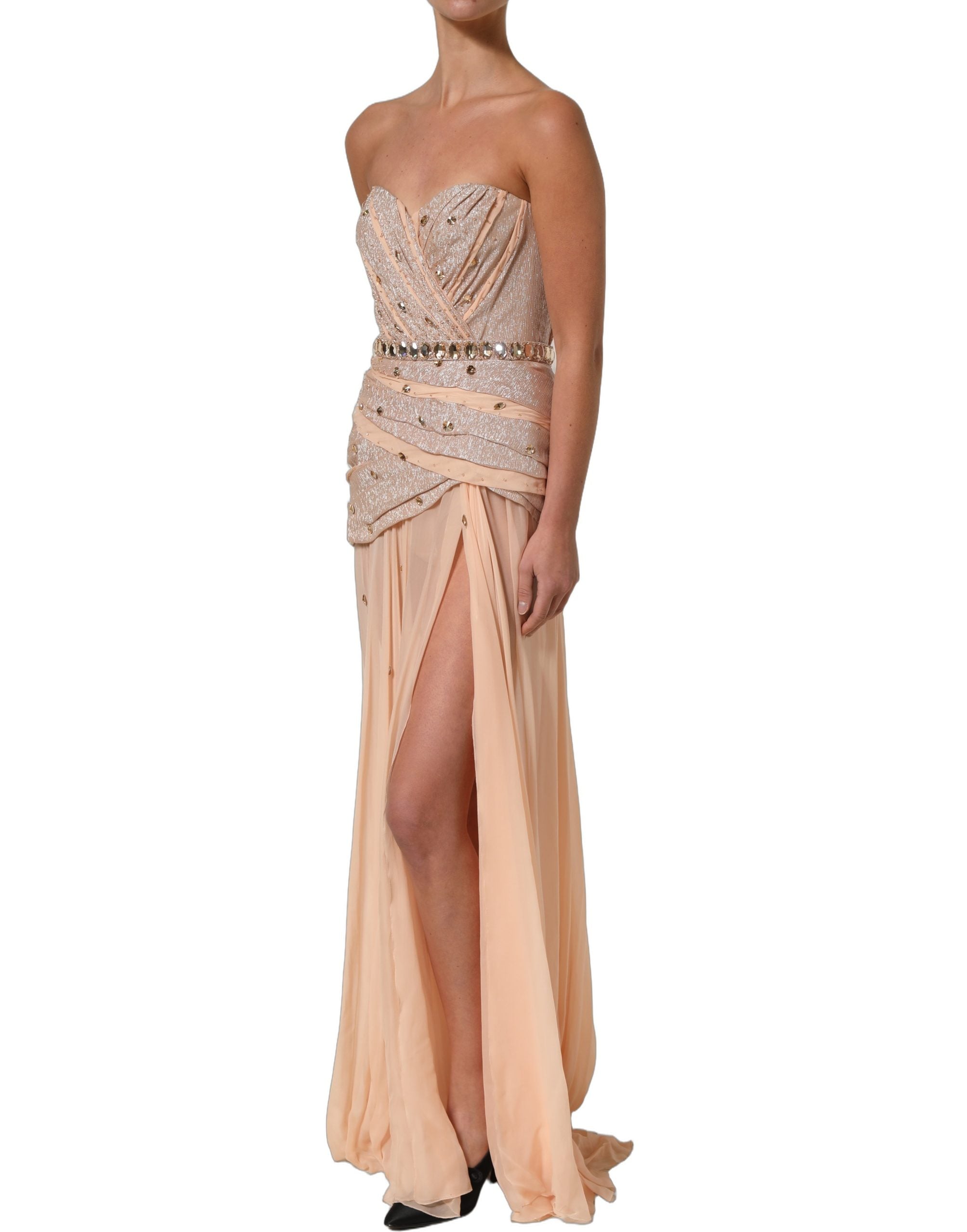 Robe de soirée bustier nude Dolce & Gabbana ornée de détails élégants, élégante et sophistiquée.