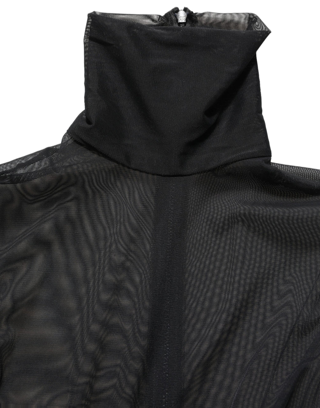 Combinaison noire en mesh transparent Dolce & Gabbana avec col roulé, élégante et ajustée, vue de face.