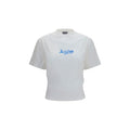 T-shirt blanc en coton de la marque Balenciaga, coupe classique et logo discret visible sur le devant.