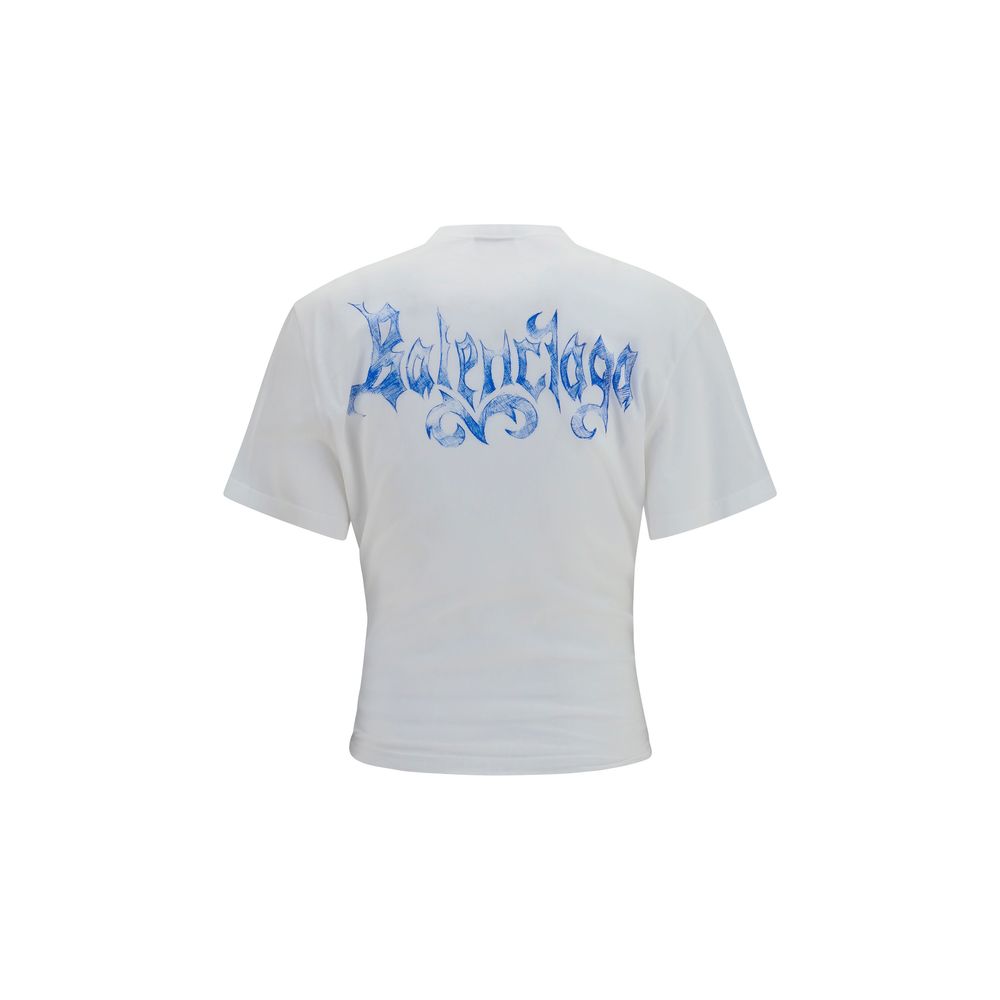 T-shirt blanc en coton de la marque Balenciaga, coupe classique, visible sur un mannequin.
