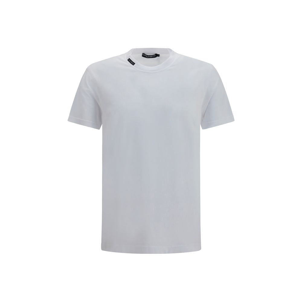 T-shirt blanc en coton de Dolce & Gabbana, coupe classique, avec logo discret sur la poitrine.