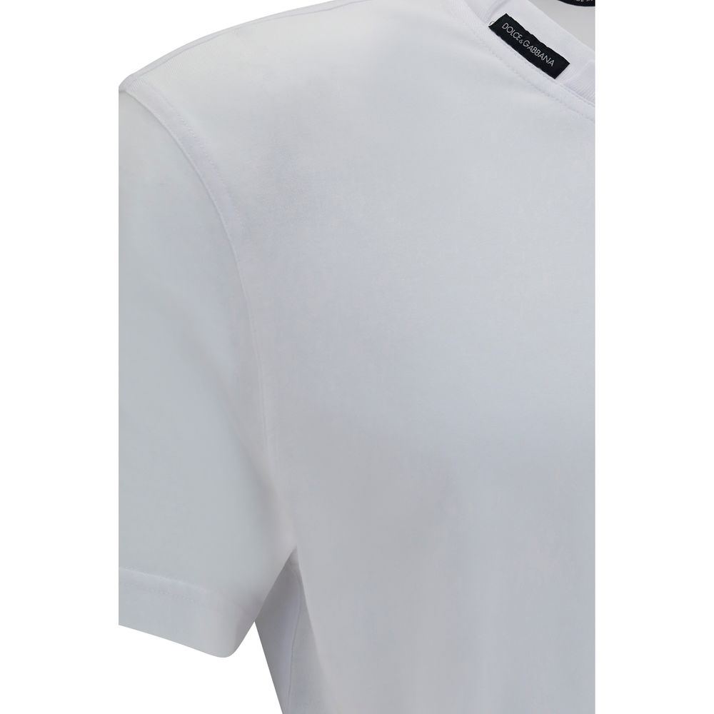 T-shirt blanc en coton de la marque Dolce & Gabbana, coupe classique avec logo discret en surimpression.