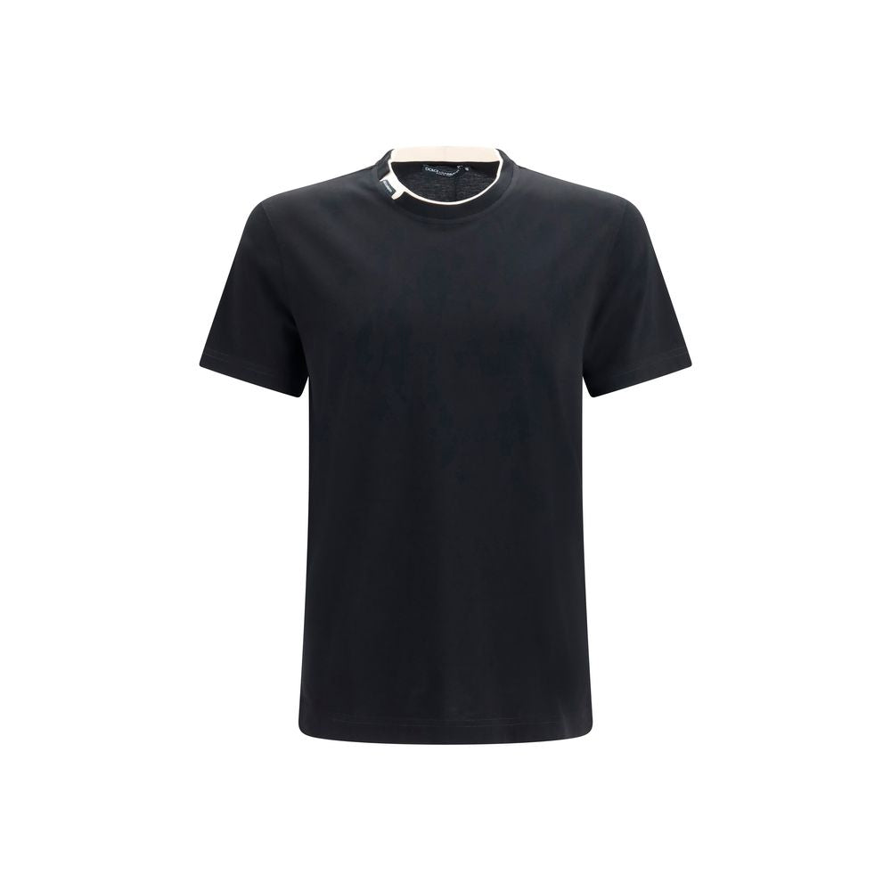 T-shirt noir en coton de la marque Dolce & Gabbana, coupe classique et design simple visible sur l'image.