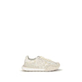 Sneakers Dolce & Gabbana beige en cuir de veau Bos Taurus avec design élégant et semelle blanche.