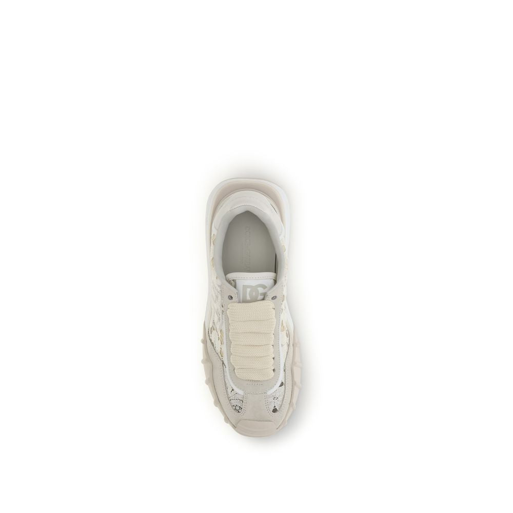 Sneakers Dolce & Gabbana Bos Taurus en cuir beige pour homme, design élégant et moderne.