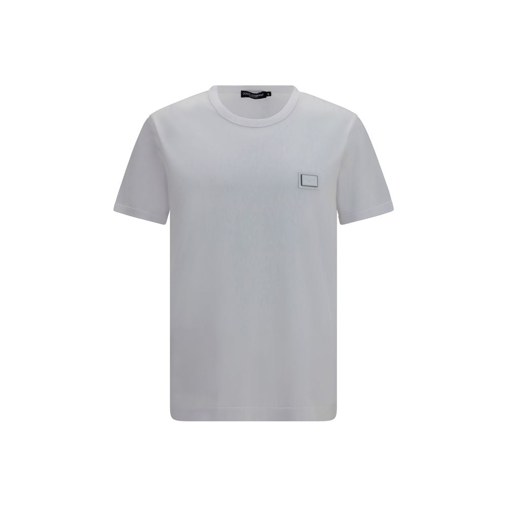 T-shirt blanc en coton de Dolce & Gabbana, style décontracté, vue de face avec col rond et logo subtil.