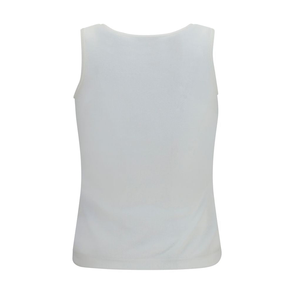 Débardeur blanc en coton de la marque Balenciaga, tissu léger et ajusté, parfait pour un style décontracté et élégant.