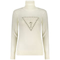 T-shirt blanc Guess Jeans pour femme en viscose, avec coupe classique et détails modernes, visible sur l'image.