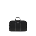 Valise de voyage Prada noire en polyamide recyclé, style élégant et pratique pour les déplacements.