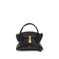 Sac à main Balmain en cuir de veau noir Bos Taurus, avec détails élégants et finition soignée.