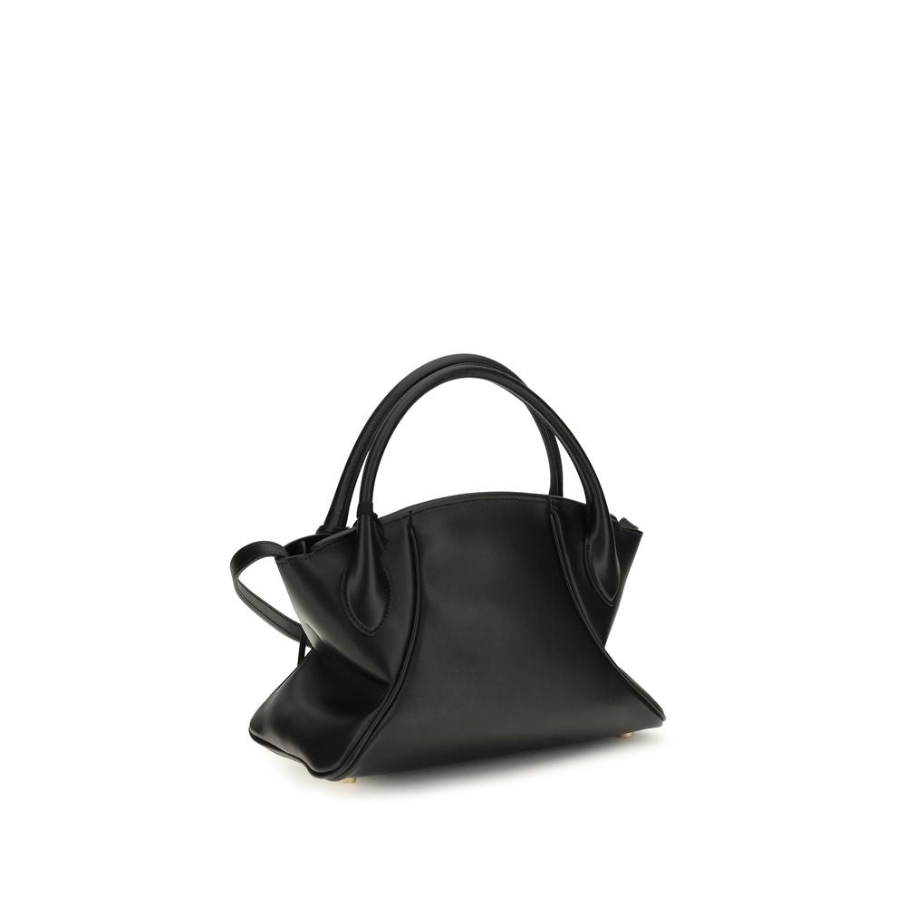 Sac à main Balmain en cuir de veau noir Bos Taurus, design élégant avec détails sophistiqués.