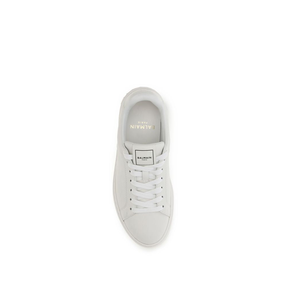 Sneakers Balmain en cuir de veau blanc, modèle Bos Taurus, style athlétique pour homme.