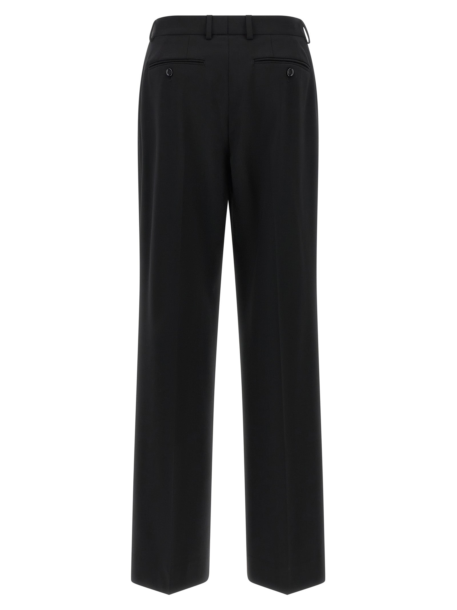 Pantalons décontractés en laine vierge noire Dolce & Gabbana, coupe décontractée et style élégant pour homme.