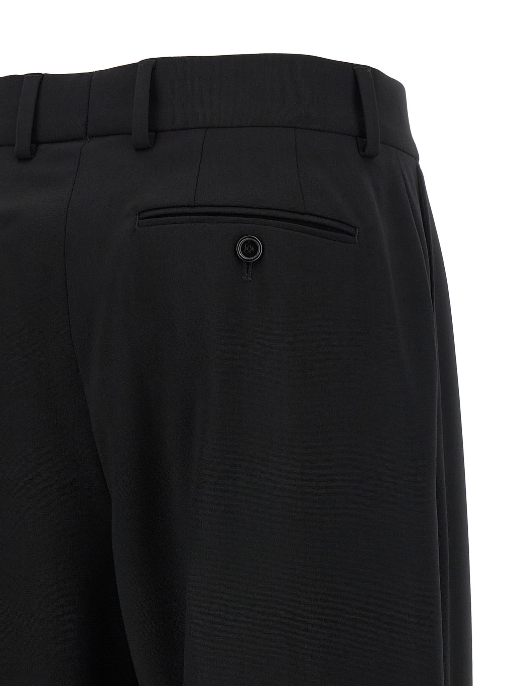 Pantalon décontracté en laine vierge noire de Dolce & Gabbana, coupe élégante et style casual pour homme.