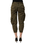 Pantalon cargo taille haute vert olive Dolce & Gabbana, pantalon ample avec poches latérales, style tendance et élégant.
