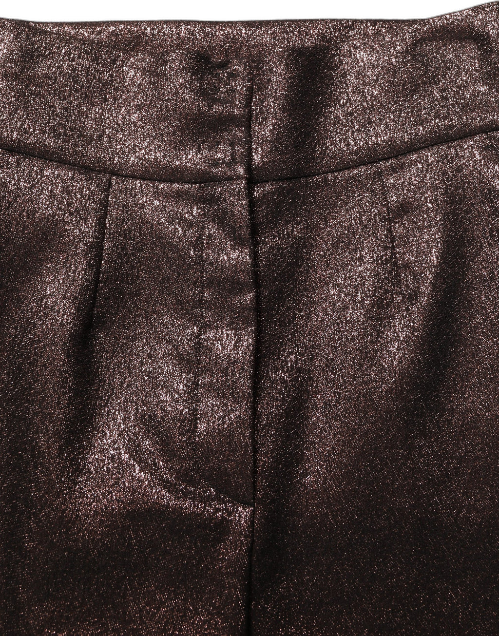 Pantalons en métal marron à taille haute et jambe tapered de Dolce & Gabbana, style élégant et sophistiqué