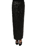 Jupe mi-longue Dolce & Gabbana noire à sequins, taille haute, coupe fuselée, style élégant et sophistiqué.