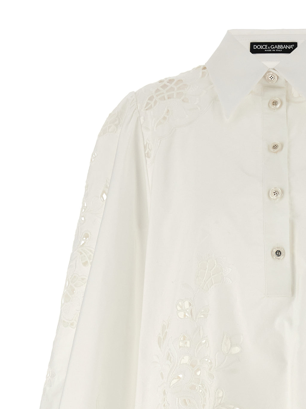 Robe courte en coton blanc Dolce & Gabbana, élégante et légère, avec un design simple et sophistiqué.