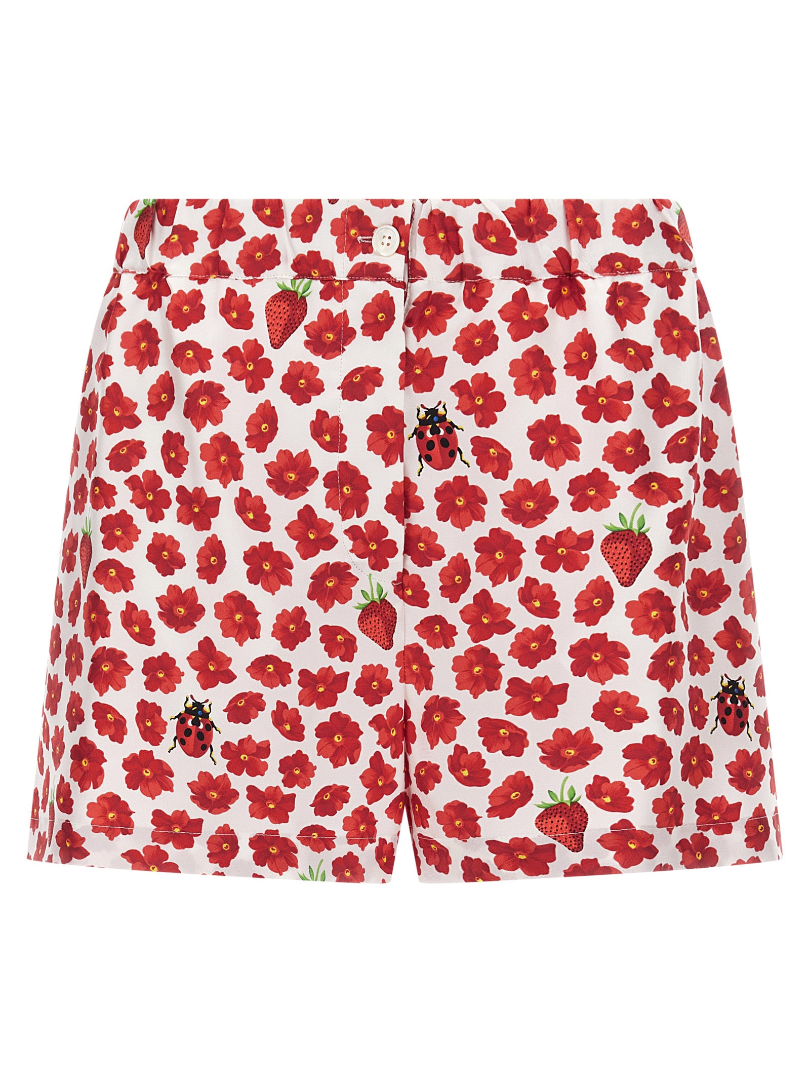 Shorts Bermuda en soie multicolore Versace, design élégant et coloré, parfait pour un style sophistiqué et tendance.
