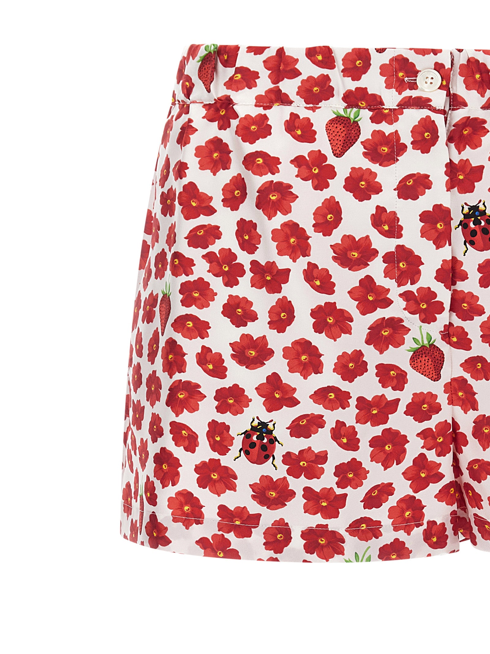Shorts bermuda en soie multicolore de Versace, style élégant avec motif vibrant, vue sur le produit.