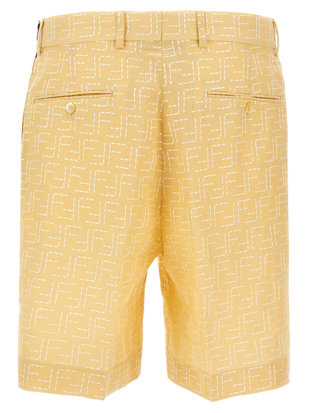 Shorts bermuda en lin bicolores de Fendi, coupe décontractée, avec détails élégants, parfaits pour un style estival sophistiqué.