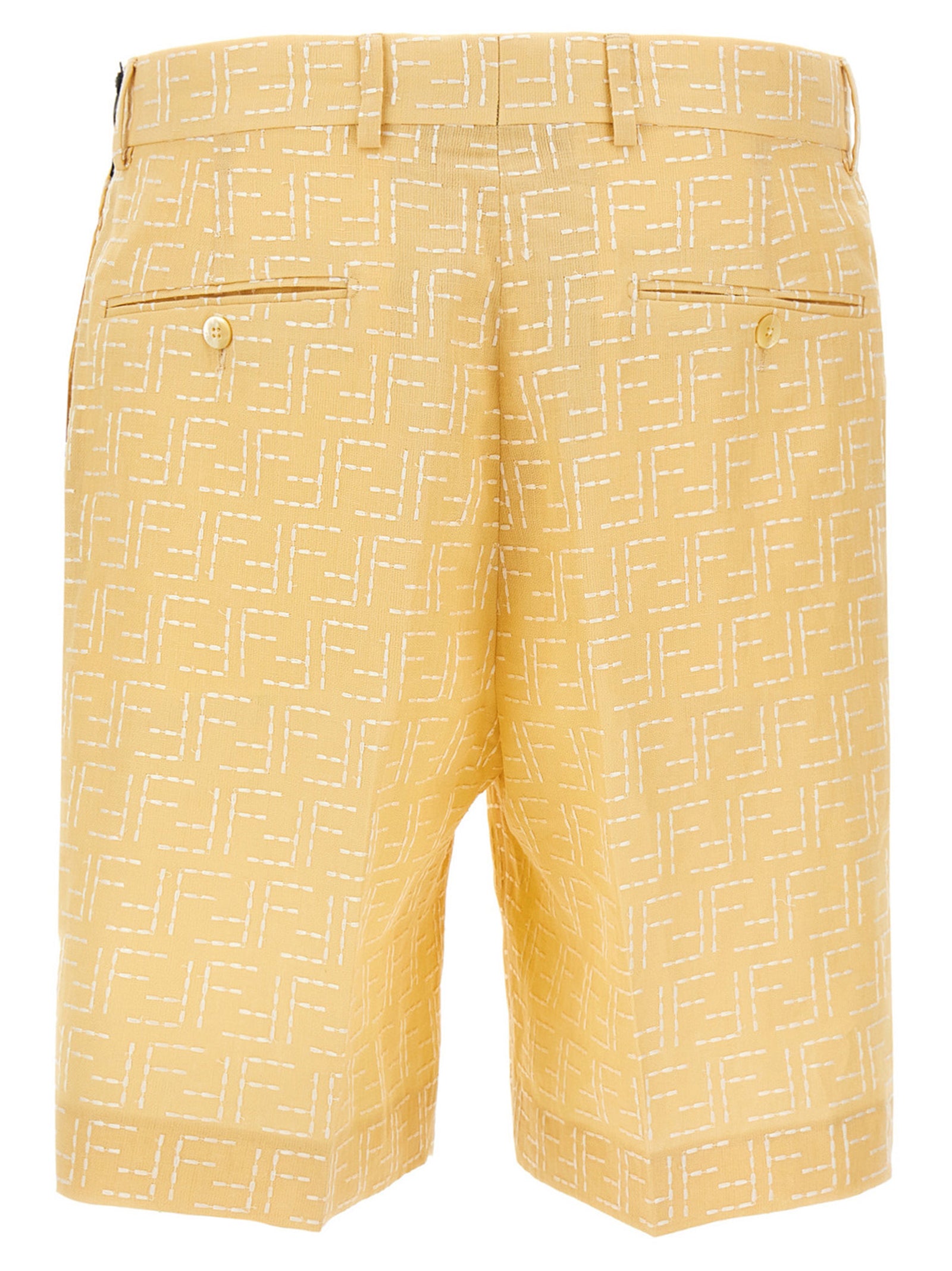 Shorts bermuda en lin bicolores de Fendi, coupe décontractée, avec détails élégants, parfaits pour un style estival sophistiqué.
