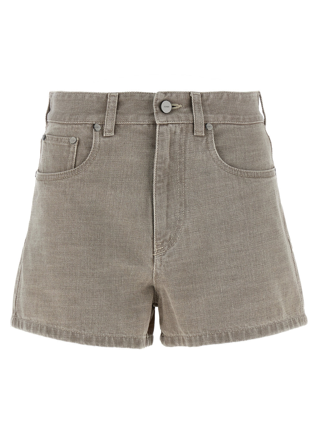 Shorts bermuda en coton beige de la marque Fendi, avec coupe décontractée et détails élégants, visibles sur l'image.
