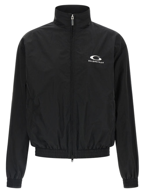 Veste bomber noire en coton de la marque Balenciaga, avec détails modernes et coupe ajustée.