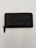 Gucci GUCCI Zip Black Front Logo Embossed Wallet