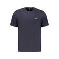 T-shirt homme en coton bleu de la marque Hugo Boss, coupe classique et logo discret sur la poitrine.
