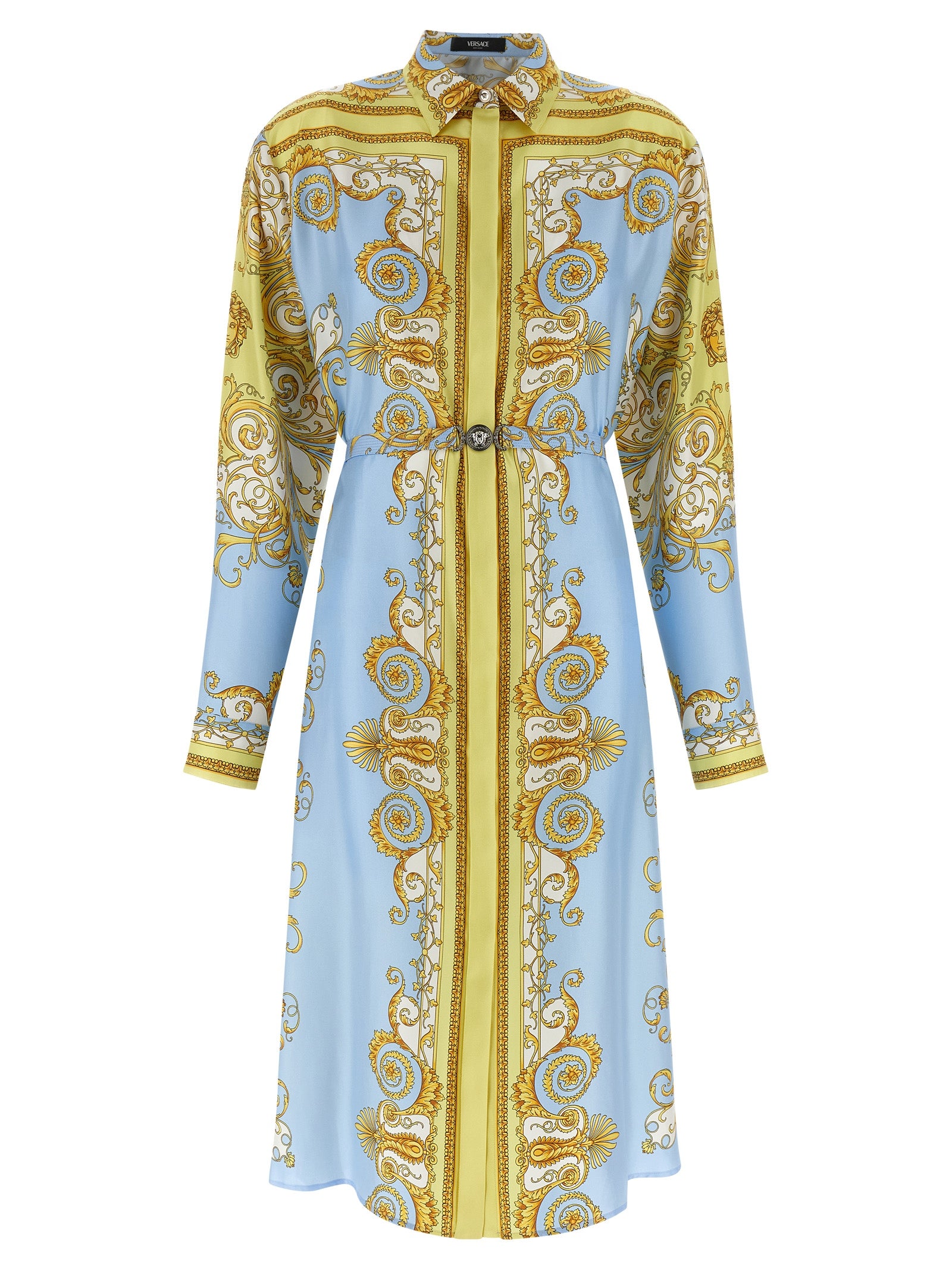 Versace Blue Silk Midi Dress